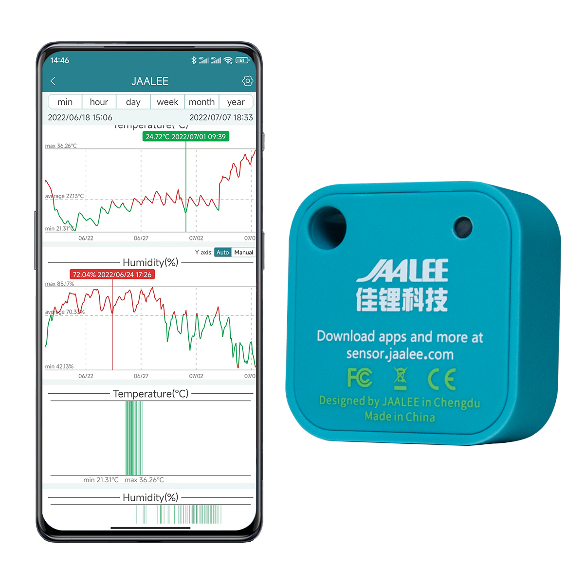 Digital Hygrometer Probe - jaalee JHT Sensore di temperatura/umidità/punto di